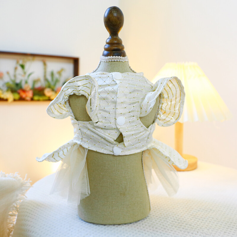 1 vnt. naminių gyvūnėlių drabužiai kačių pavasario/vasaros balto dangaus žvaigždės lanko princesės suknelės traukimo sagtis, tinka mažiems ir vidutinio dydžio šunims