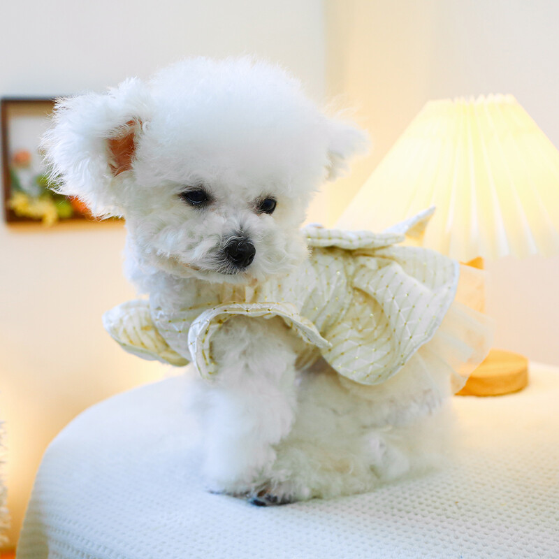 1 vnt. naminių gyvūnėlių drabužiai kačių pavasario/vasaros balto dangaus žvaigždės lanko princesės suknelės traukimo sagtis, tinka mažiems ir vidutinio dydžio šunims