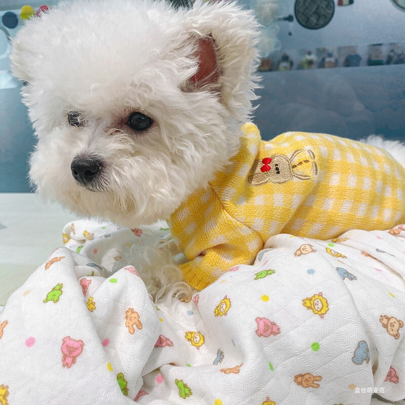 1 vnt. naminių gyvūnėlių rūbai katėms rudeniui/žiemai sustorintas megztinis Sugar Rabbit megztinis geltonas, tinkamas mažiems ir vidutiniams šunims