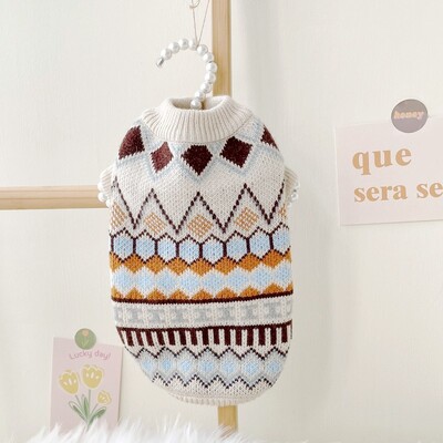 Iarnă caldă haine pentru câini pentru animale de companie Pulover tricotat pentru câini de modă Costume pentru cățeluș cu imprimeu drăguț