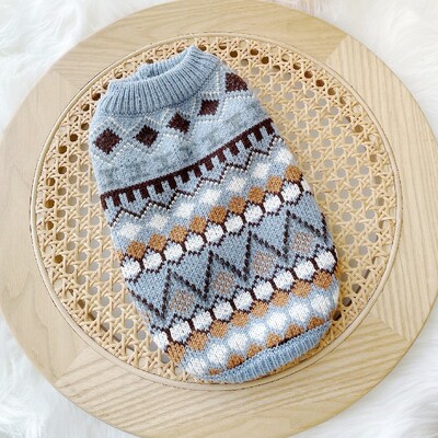 Iarnă caldă haine pentru câini pentru animale de companie Pulover tricotat pentru câini de modă Costume pentru cățeluș cu imprimeu drăguț