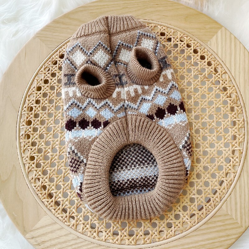 Iarnă caldă haine pentru câini pentru animale de companie Pulover tricotat pentru câini de modă Costume pentru cățeluș cu imprimeu drăguț