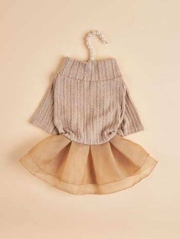 Куче TuTu Dress за малки кучета Топъл костюм Плетено кученце с тюл Doggie Pet Clothes Облекло за кучета Котки Ежедневно облекло