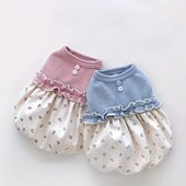 1 vnt Suknelė gyvūnėliui, mielas princesės gėlėtas sijonas mažiems ir vidutiniams šunims, minkštas audinys, pavasaris/vasara/rudens, yra rožinės ir mėlynos spalvos