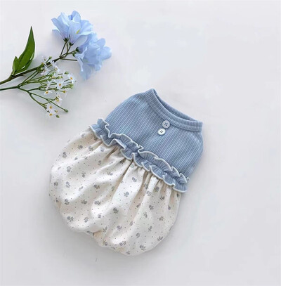 1 vnt Suknelė gyvūnėliui, mielas princesės gėlėtas sijonas mažiems ir vidutiniams šunims, minkštas audinys, pavasaris/vasara/rudens, yra rožinės ir mėlynos spalvos