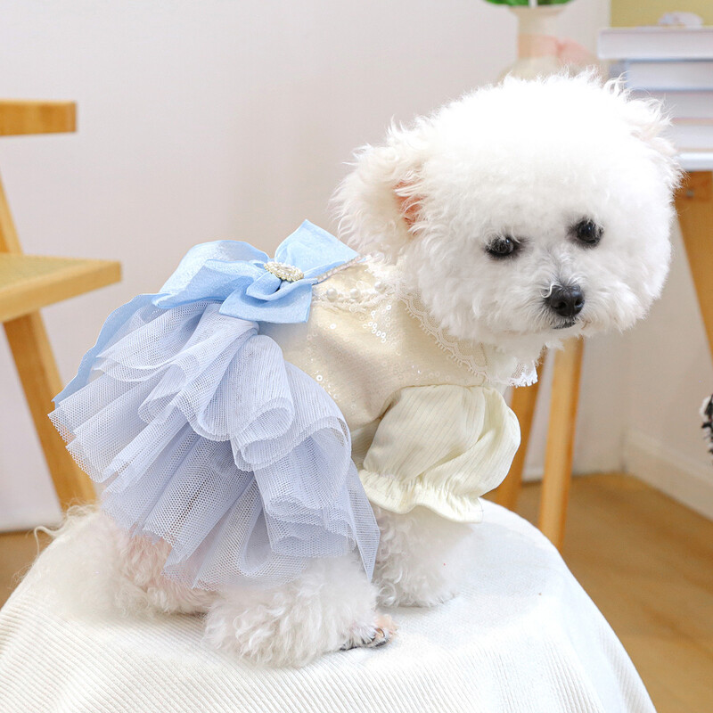1PC îmbrăcăminte pentru animale de companie, primăvară și toamnă, rochie de prințesă de zăpadă, rochie de mireasă, potrivită pentru câini de talie mică și mijlocie
