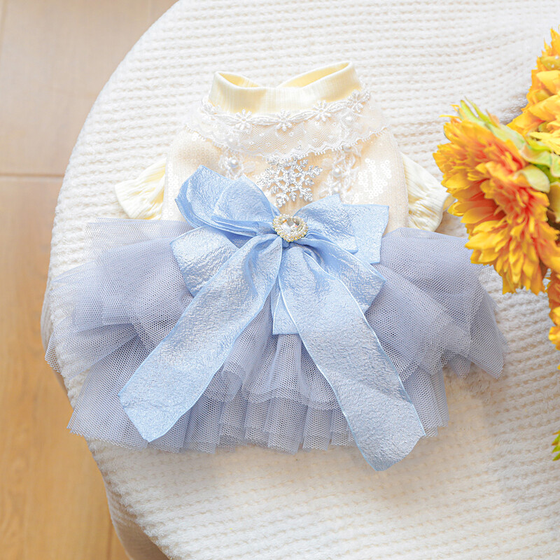 1PC îmbrăcăminte pentru animale de companie, primăvară și toamnă, rochie de prințesă de zăpadă, rochie de mireasă, potrivită pentru câini de talie mică și mijlocie