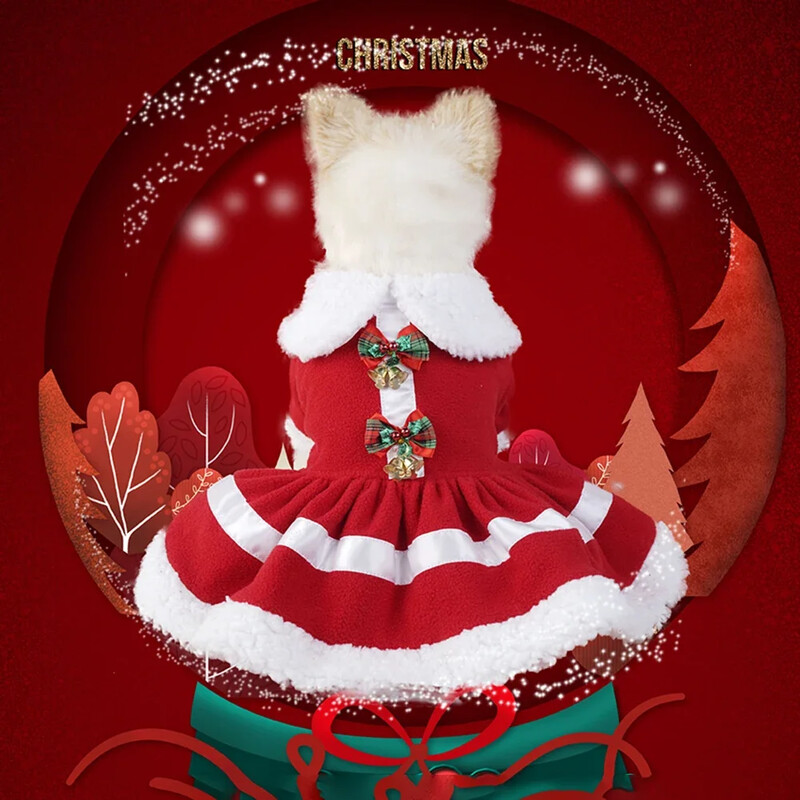 Kalėdinės šunų suknelės mažiems šunims Drabužiai žiemai šiltas sijonas Kalėdų Cosplay Cat Pet Dog suknelė Puošni princesės šuniuko suknelė