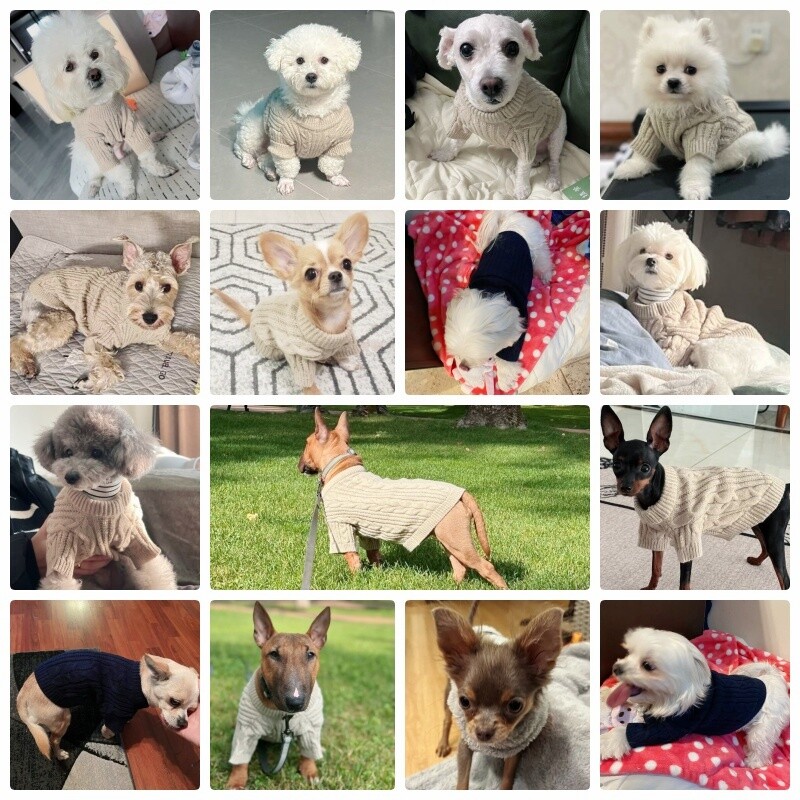 Haine pentru câini pentru câini de talie mică Pulover cald din tricot pentru câini de companie, drăguț, solid, pentru cățeluș, cu gât țesut, pulovere moale de iarnă pentru pisici Chihuahua.