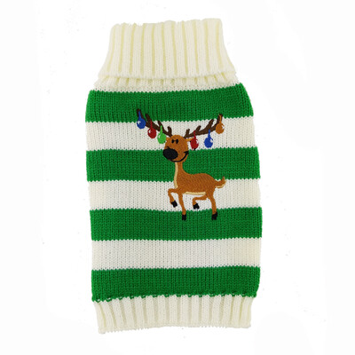 Šilti naminių gyvūnėlių drabužiai mažiems ir vidutiniams šunims Žieminiai šunų megztiniai Kalėdiniai naminių gyvūnėlių drabužiai Megzti kostiuminiai paltai Animaciniai dryžuoti drabužiai
