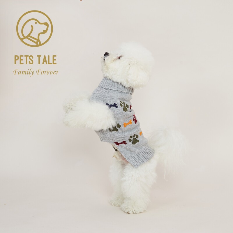 Augstākās kvalitātes džemperis suņa kauliem ar ķepu žakarda ķēdi