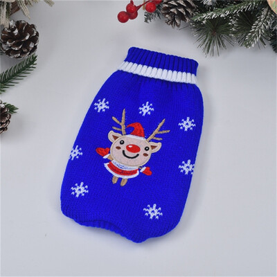 Karácsonyi kis közepes kutyapulóverek Dupla kötőgallér télre Puha vastagodó meleg kölyökkutya ing garbó