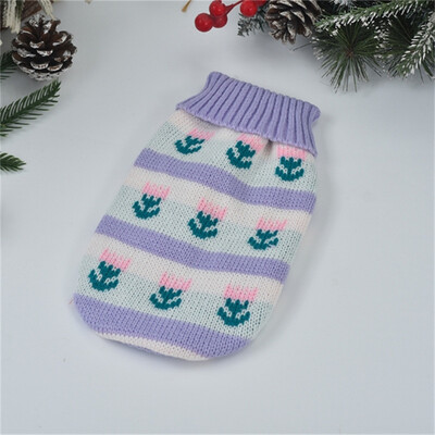 Karácsonyi kis közepes kutyapulóverek Dupla kötőgallér télre Puha vastagodó meleg kölyökkutya ing garbó