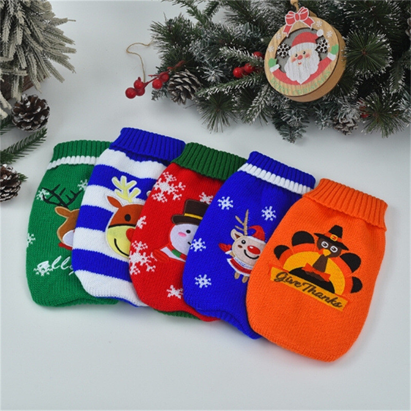 Karácsonyi kis közepes kutyapulóverek Dupla kötőgallér télre Puha vastagodó meleg kölyökkutya ing garbó