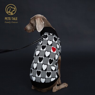 Buffalo Check Love-Heart Intarsia D-Ring Hole megztinis šunims