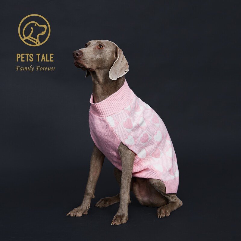 Buffalo Check Love-Heart Intarsia D-Ring Hole megztinis šunims