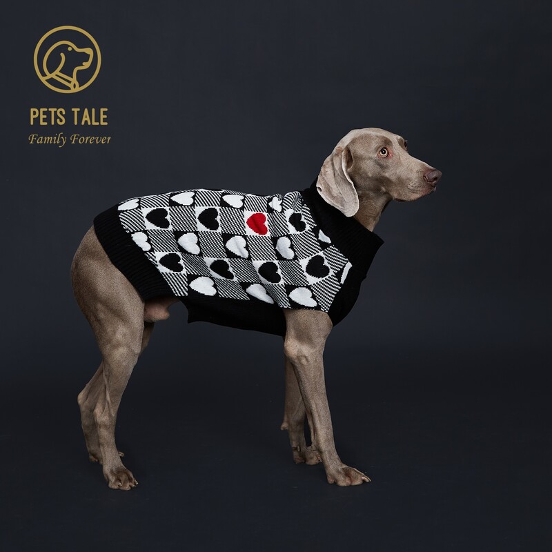 Buffalo Check Love-Heart Intarsia D-Ring Hole megztinis šunims