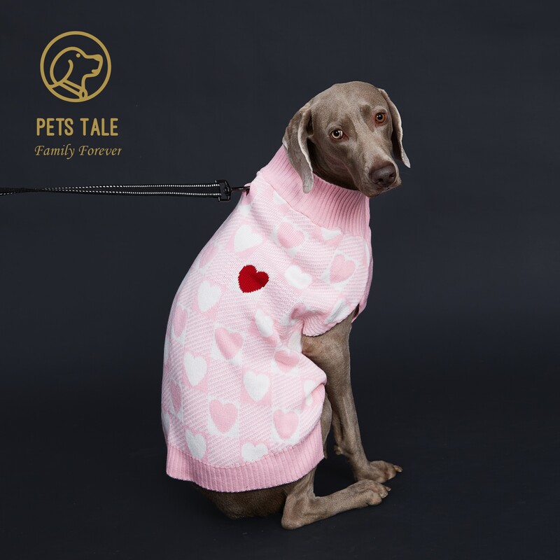 Buffalo Check Love-Heart Intarsia D-Ring Hole megztinis šunims