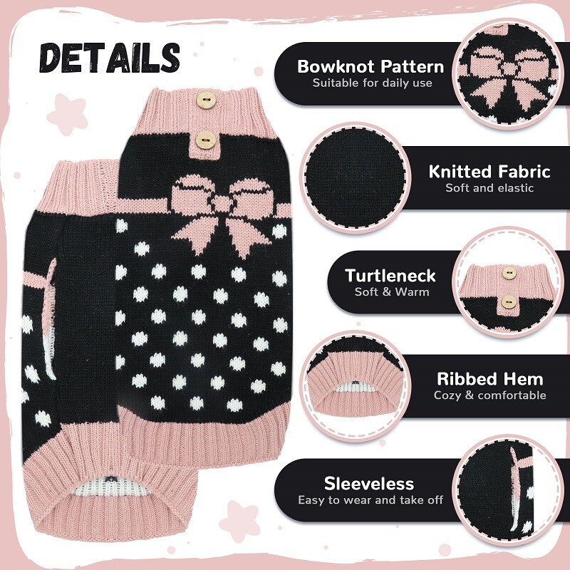 Kalėdiniai drabužiai šuniui taškeliai lanko stiliaus prabangus megztinis Kačiuko trikotažas Čihuahua Jorkšyras Maži Vidutiniai Dideli šunys Žiema Šilta