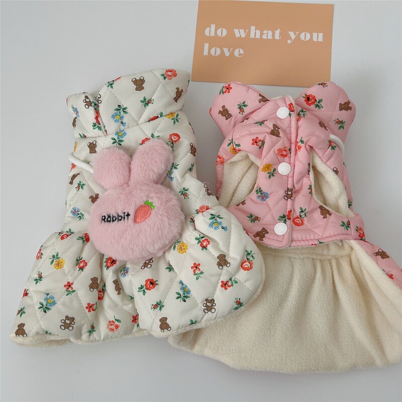 Rudens un ziemas suņu kleita Jauki trusis Mājas rotaļu lācīši VIP Pomerānijas kaķa šnaucers Mazs suns suns Maltas drēbes Svārki