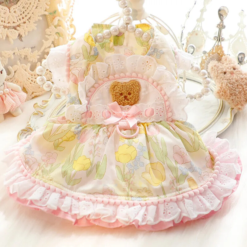 Nauji rūbai šuniui pavasario/vasaros ploni katės plaukams atsparūs princesės suknelės pieno meškiukai fruktozė Lolita mažas šuo, meškiukas