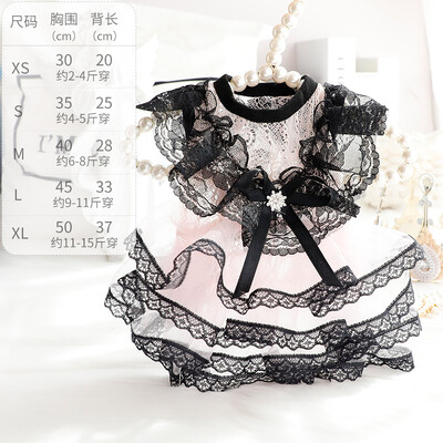 Šunų nėrinių tinklinė suknelė pavasario/vasaros plonos katės princesės suknelės juodos nėriniuotos suknelės mažos šunų naminių gyvūnėlių suknelės šuniuko drabužiai