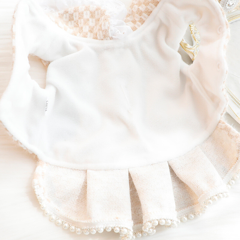 Mājdzīvnieku apģērbs Rudens ziemas kleita kaķu suns princeses kleita viegla kafijas pērļu atloka kleita maziem un vidējiem suņiem Apģērbs