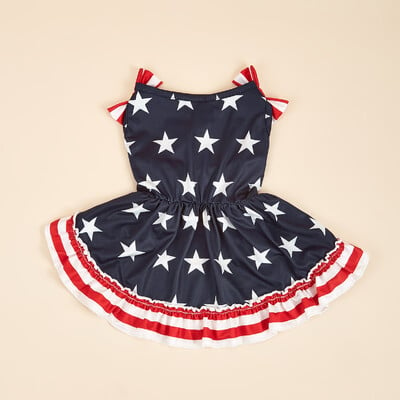 Triibuline särk Armas Bowknot Sundress Ameerika lipp Stars Prints Printsess Suve Kutsika Rõivad volangidega Sma jaoks