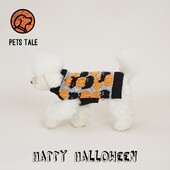 Pulover pentru câini cu guler dublu din dovleac și pisică de Halloween premium