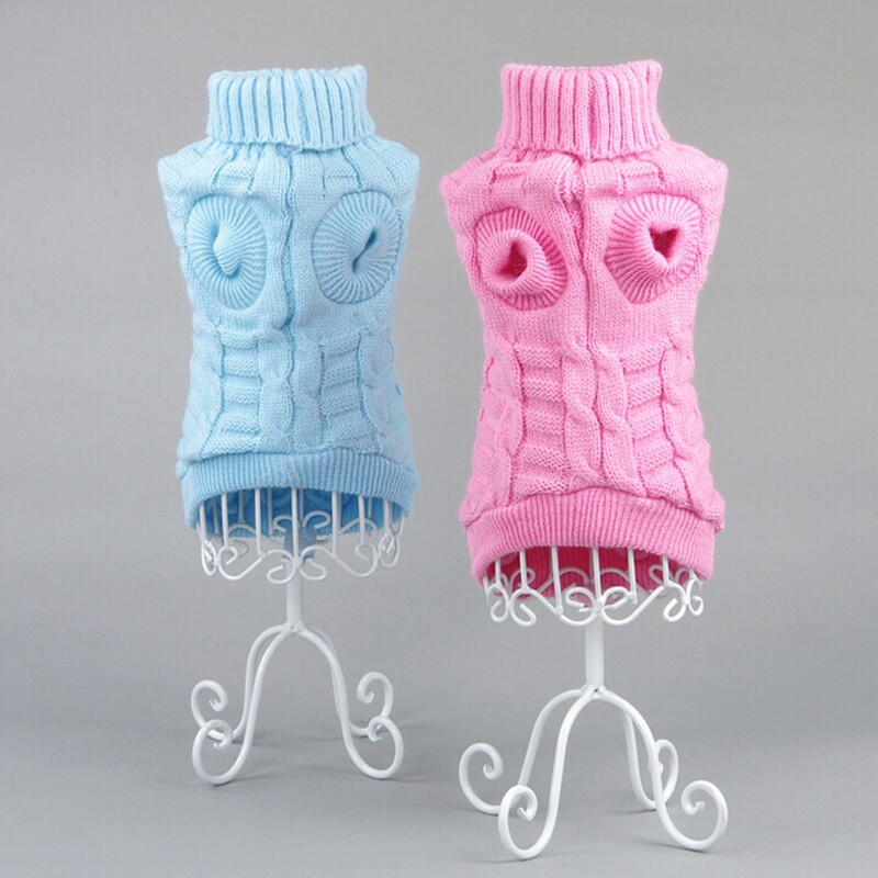 Maza izmēra suņu kaķu džemperi ar džemperi aukstā laika apstākļos, kabeļa trikotāža Klasisks bruņurupuču silts mājdzīvnieku apģērbs čivavas buldoga mopša apģērbam