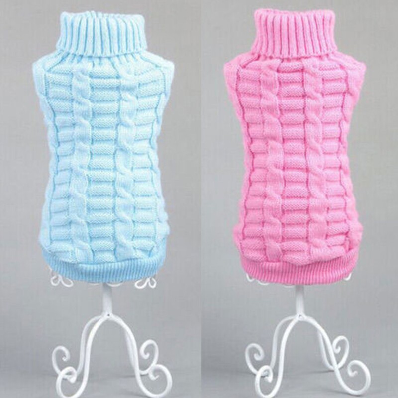 Maza izmēra suņu kaķu džemperi ar džemperi aukstā laika apstākļos, kabeļa trikotāža Klasisks bruņurupuču silts mājdzīvnieku apģērbs čivavas buldoga mopša apģērbam