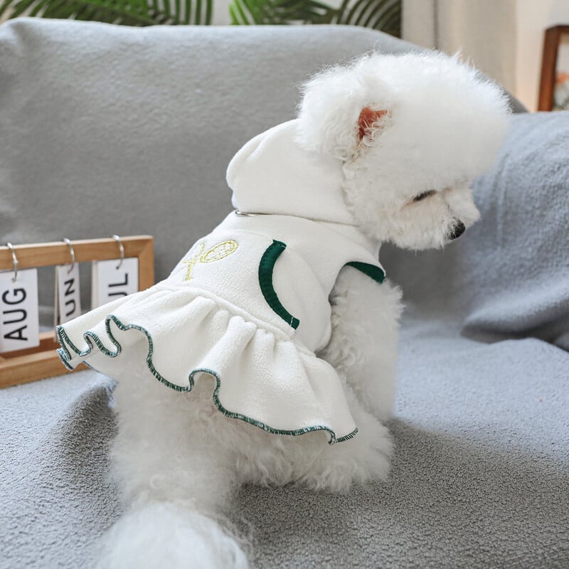 1 vnt naminių gyvūnėlių drabužiai pavasario ir rudens balti sportinio stiliaus aksominė teniso suknelė be rankovių, tinkama mažiems ir vidutinio dydžio šunims