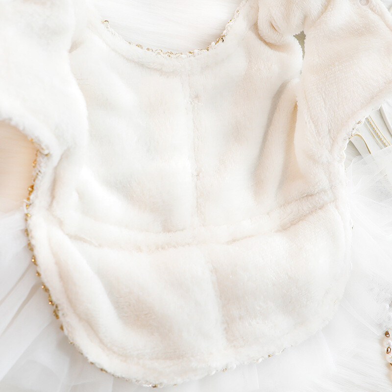 Animal de companie blană mozaic rochie plasă toamnă iarnă fundă pulover haină pisică prințesă fustă pufoasă de iarnă dantelă perlă câine mic ursuleț animal de companie