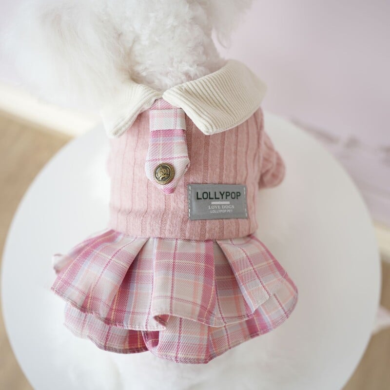 Naminių gyvūnėlių languota suknelė mažo šuns uniforma rudeniui ir žiemai šilti drabužiai meškiukas su dviem kojomis augintinio drabužiai šunų drabužiai mažiems šunims