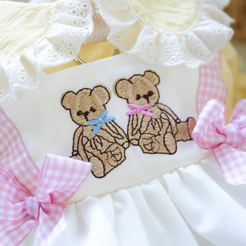 1PC îmbrăcăminte pentru animale de companie pisică primăvară/vară subțire urs galben dans cântec fustă tifon potrivită pentru câini de talie mică și mijlocie