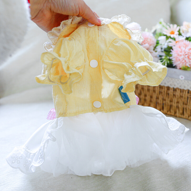 1PC îmbrăcăminte pentru animale de companie pisică primăvară/vară subțire urs galben dans cântec fustă tifon potrivită pentru câini de talie mică și mijlocie