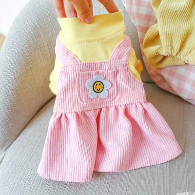 1PC îmbrăcăminte pentru animale de companie câine pisică toamnă și iarnă rochie îngroșată roz cald floarea soarelui prințesă potrivită pentru câini de talie mică și mijlocie