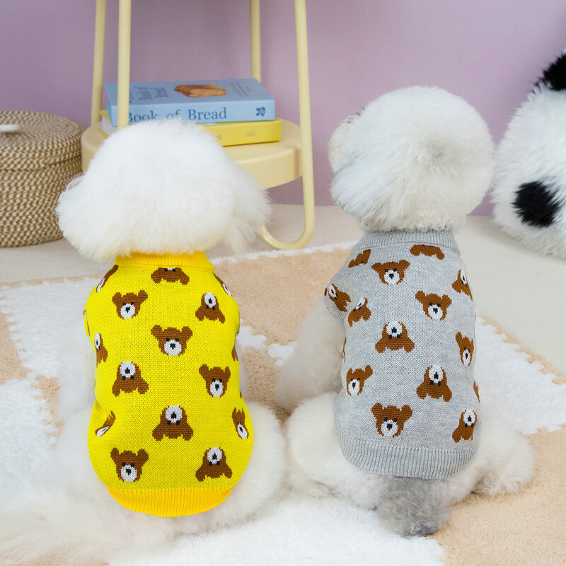 Kisállatkutya pulóver kis közepes kutyáknak kölyök macska medve mintás kardigán chihuahua agár ruhák kabát ruhák jelmez