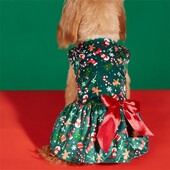 Ziemassvētku sniegavīrs, piparkūku vīrs, apdruka, zaļa mājdzīvnieka kleita, drēbes, 3D lente, bantīte ar apaļu kaklu mājdzīvnieku kostīms kaķa sunim