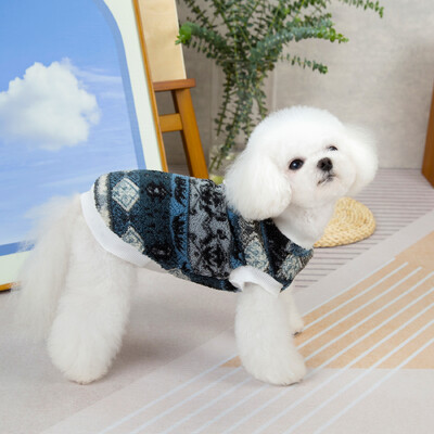 Žieminis šunų megztinis mažiems šunims, minkšti šiluminės vilnos šunų drabužiai Chihuahua Yorkie šuniuko megztinis naminis megztinis su pavadėlio žiedu