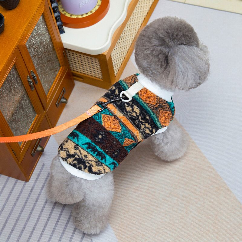 Žieminis šunų megztinis mažiems šunims, minkšti šiluminės vilnos šunų drabužiai Chihuahua Yorkie šuniuko megztinis naminis megztinis su pavadėlio žiedu
