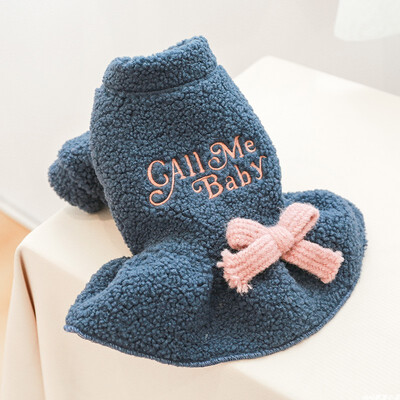 1vnt rūbai augintiniams pavasario ir rudens aksominės mėlynos spalvos kūdikių raidžių sijonas, tinkantis mažiems ir vidutinio dydžio šunims