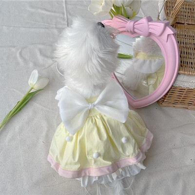 Summer Cake Dress Bow Bubble Dress Pomeranian Bichon Marzis York Thing Dress Odjeća za pse Haljina za mačke Haljina za male pse Haljine za mačke