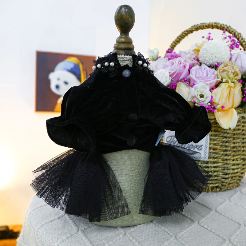 1 db kisállat ruházat őszi/téli vastag fekete Sahara Rose esküvői ruha hercegnő ruha kicsi és közepes méretű kutya