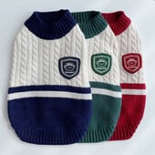 Žieminis šunų megztinis megztinis naminių šunų drabužiai mažiems vidutiniams šunims koledžo stiliaus šuniuko liemenė šiltas katės megztinis Madingi naminių gyvūnėlių kostiumai