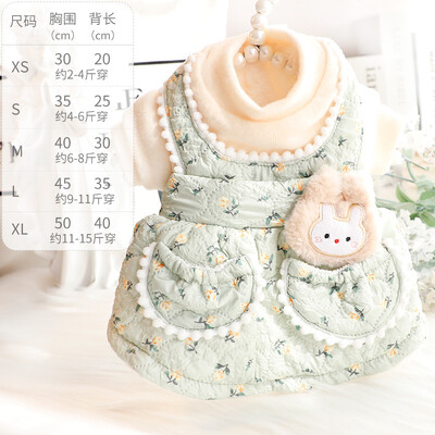 Suņa ziedu truša siksnas svārki rudens/ziemas biezi kaķu princeses ziemas svārki truša siksniņa Jauka maza suņa rotaļu mīluļa kucēna kleita