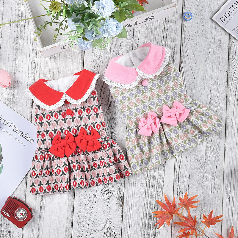 Îmbrăcăminte pentru câini pentru fete Haine drăguță pentru animale de companie XS 2XL Rochii Chihuahua Cu fundă Cățeluș Bichon Roșu Roz Accesorii Chihuahua