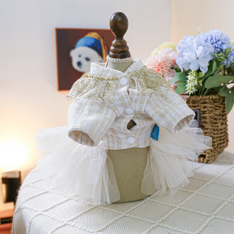 1 vnt. naminių gyvūnėlių drabužiai pavasario ir rudens svajonių žvaigždėta vestuvinė suknelė princesė, tinka mažiems ir vidutinio dydžio šunims