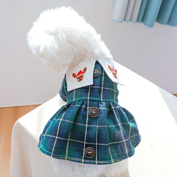 Pet Cat Dog Dress for Puppies Small Dogs Cats Girls Cute Xmas Elk Plaid Kitten Puppy Dress Dog Costume for New Year Christmas