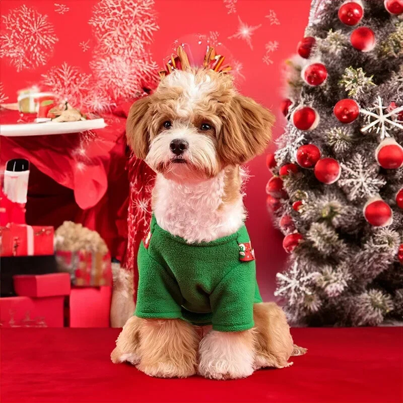 Jauns mājdzīvnieku Ziemassvētku suņu apģērbs Mugursoma svētku kleita Elk Ziemassvētku ballīte Mazo mājdzīvnieku apģērbi
